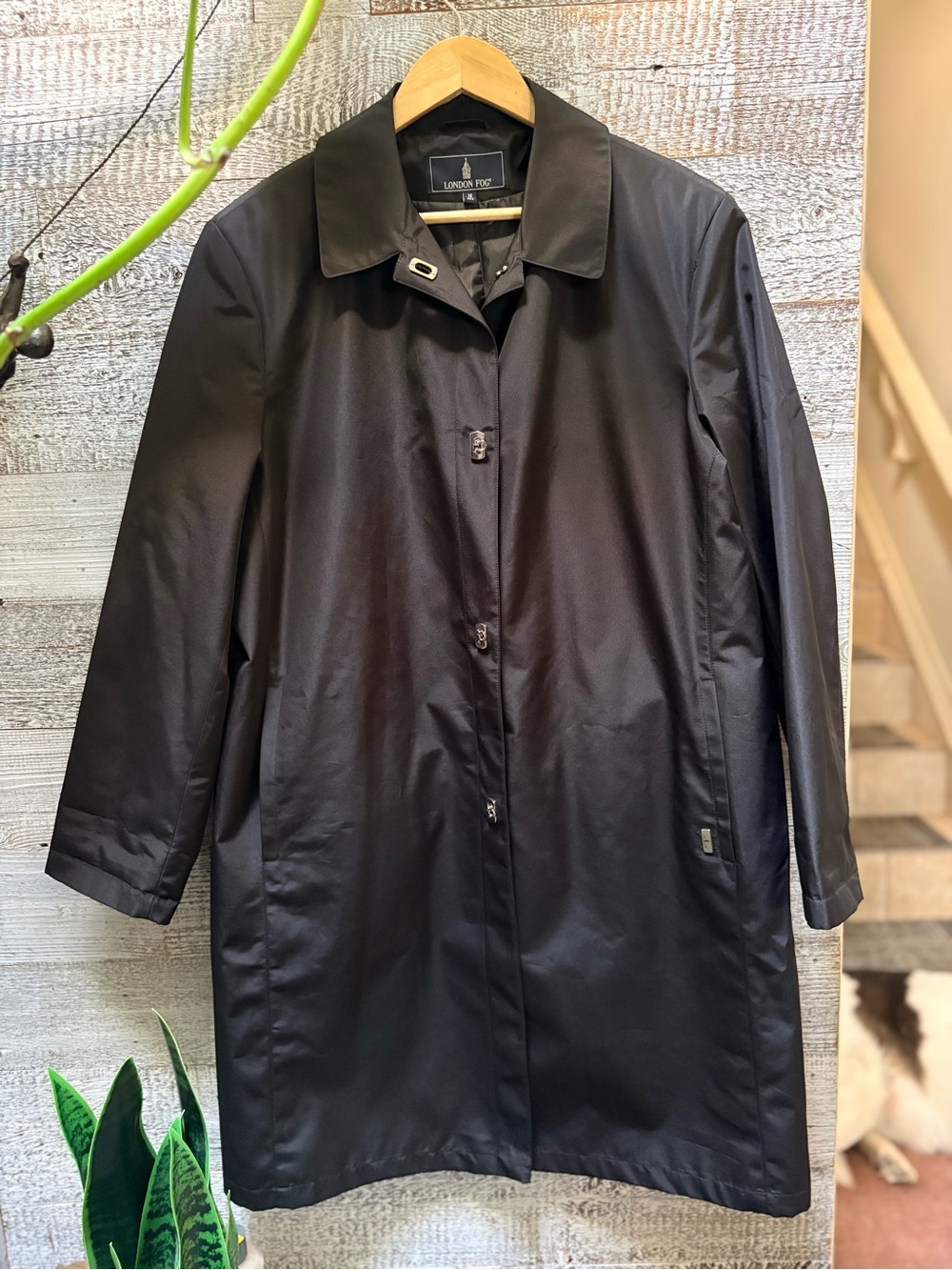 London Fog | "Tori" Long Anorak Coat w/ Toggle Closures - Women's 14 Reg, Black